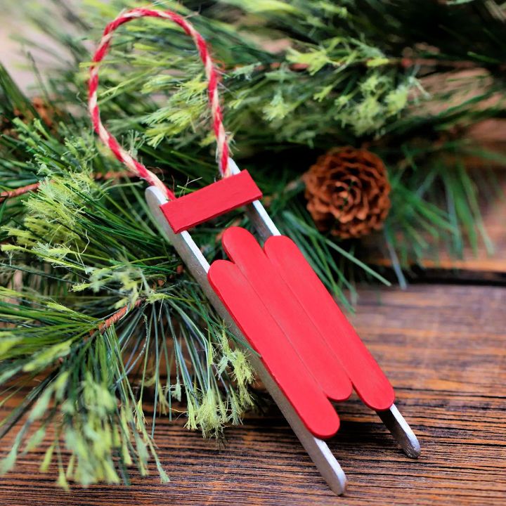 Popsicle Stick Sled Ornament