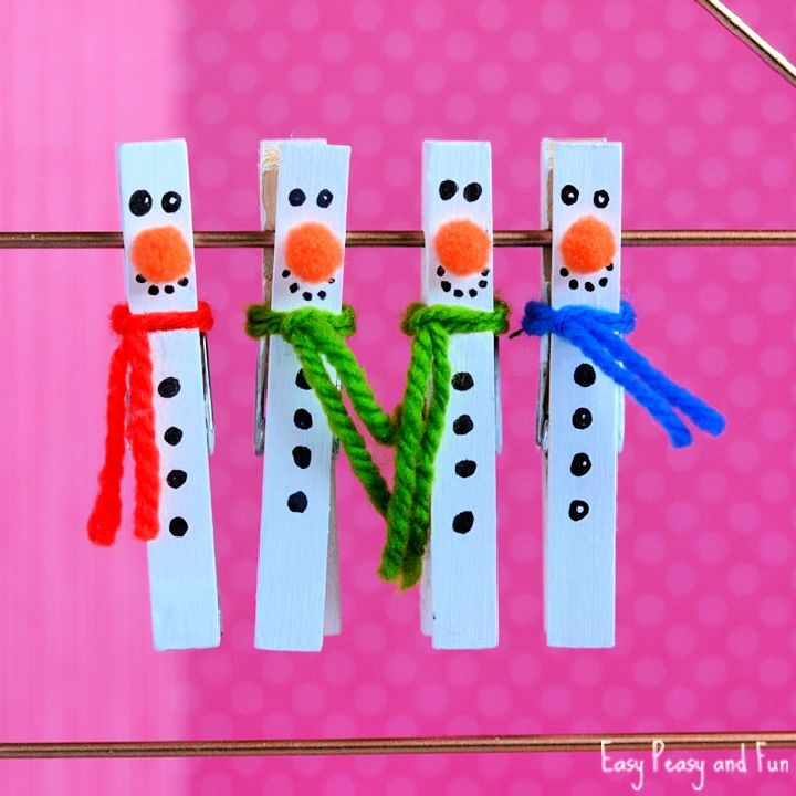 Clothespin Snowman Craft Idea