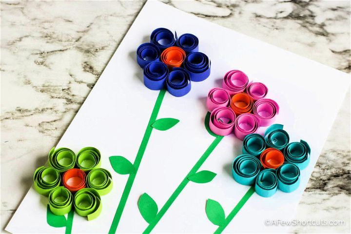 Curled Paper Spring Flowers Kids Craft