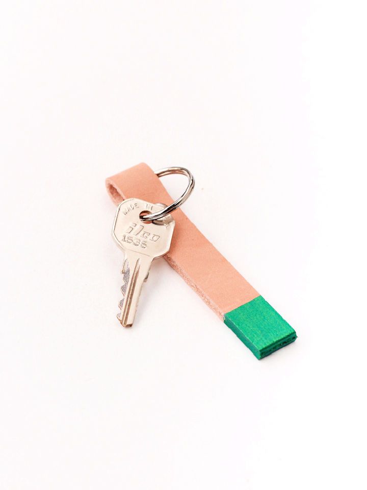 DIY Color Blocked Leather Keychains