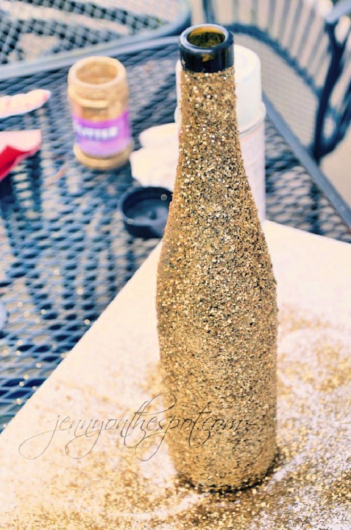 DIY Glittered Wine Bottles