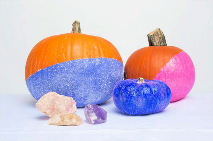 DIY Glittery Color Blocked Painted Pumpkins