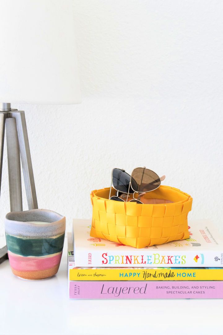 DIY Leather Woven Storage Basket