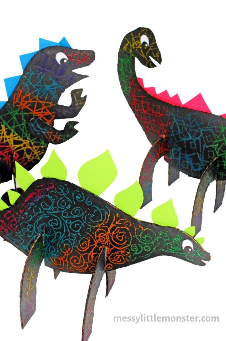 DIY Scratch Art Dinosaur Craft