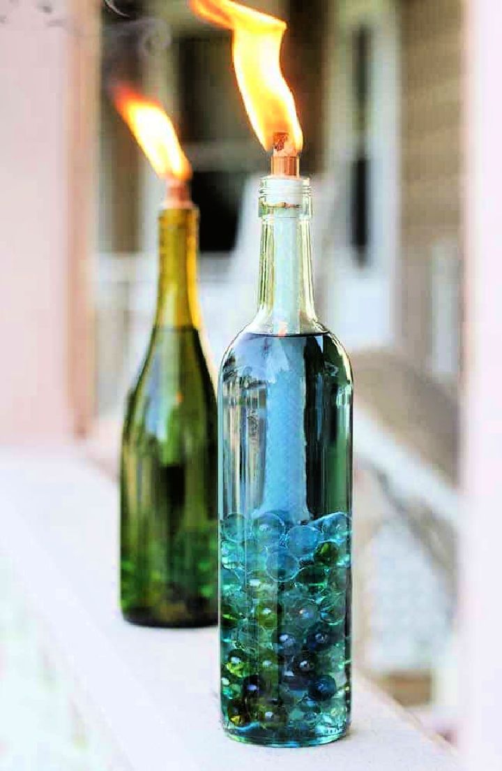 DIY Wine Bottle Citronella Candles