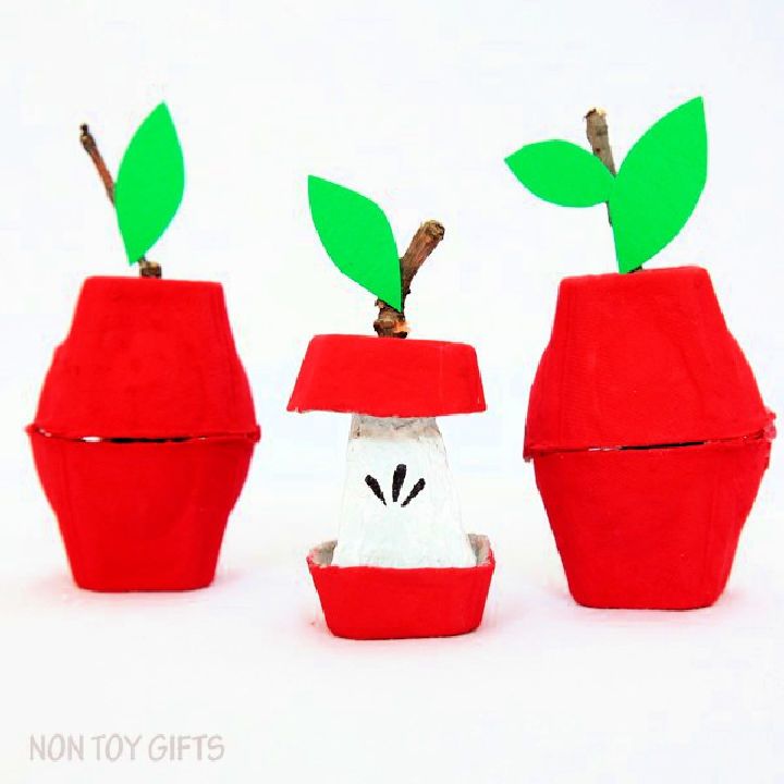 Egg Carton Apple Craft for Kids