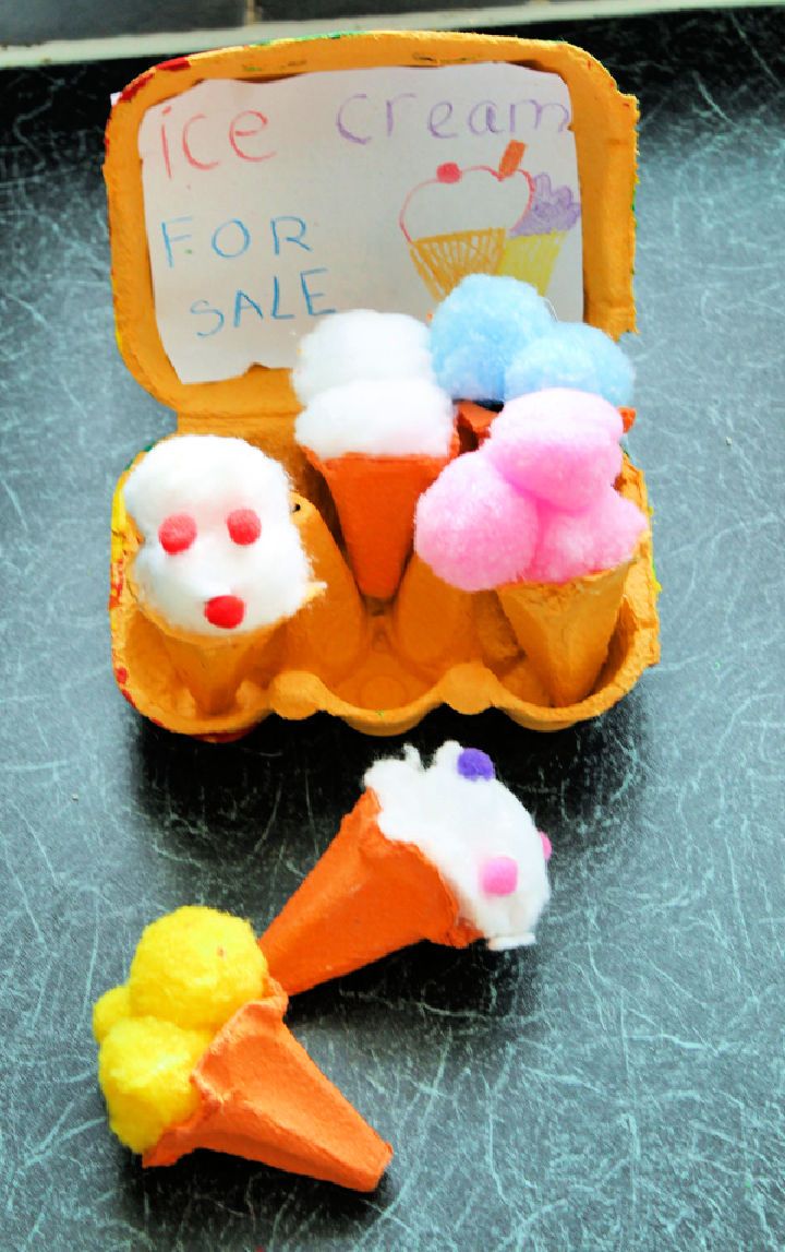 Egg Carton Ice Cream Cones DIY