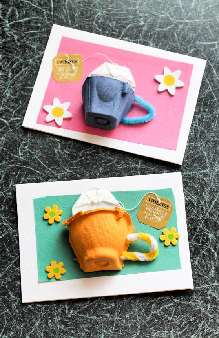 Egg Carton Tea Cup Cards Tutorial