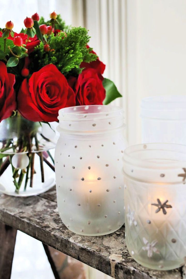 Frosted Mason Jar Votives