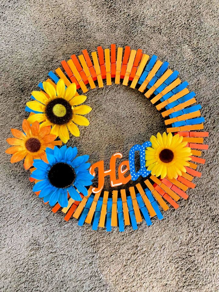 Summer Sunflower Clothespin Wreath