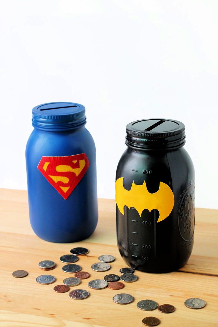 Mason Jar Superhero Banks