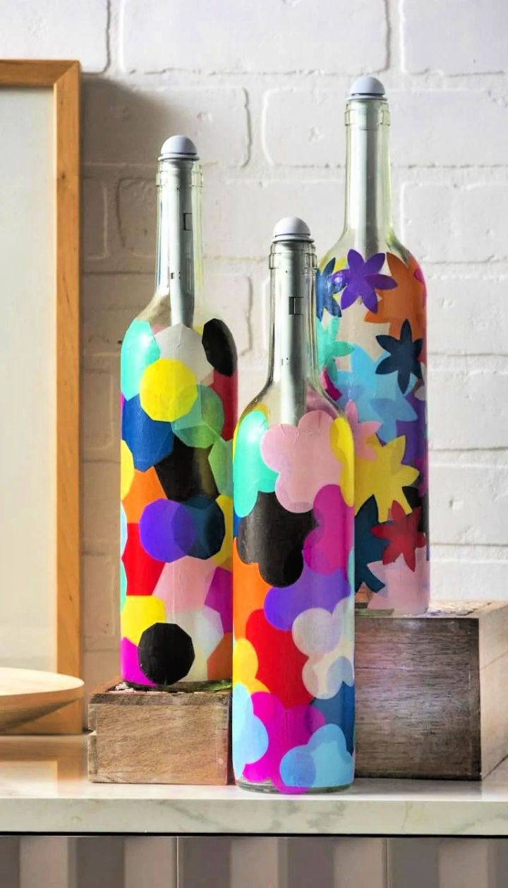 DIY Mod Podge Wine Bottles