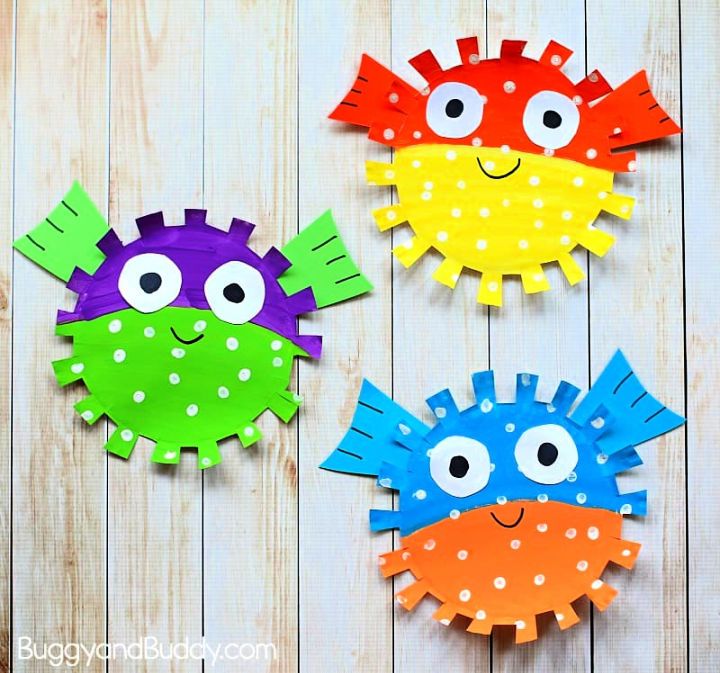 Paper Plate Pufferfish Craft for Kids