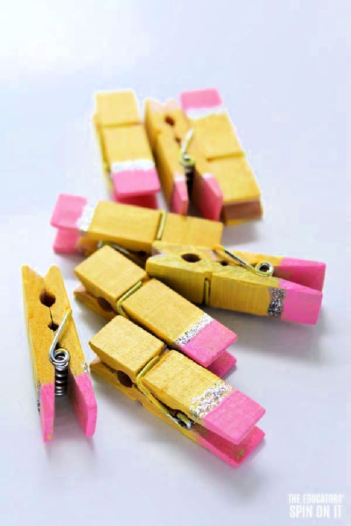 Pencil Themed Clothespins