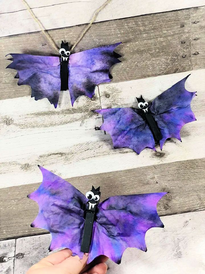 Coffee Filter Bats Halloween Craft for Kids