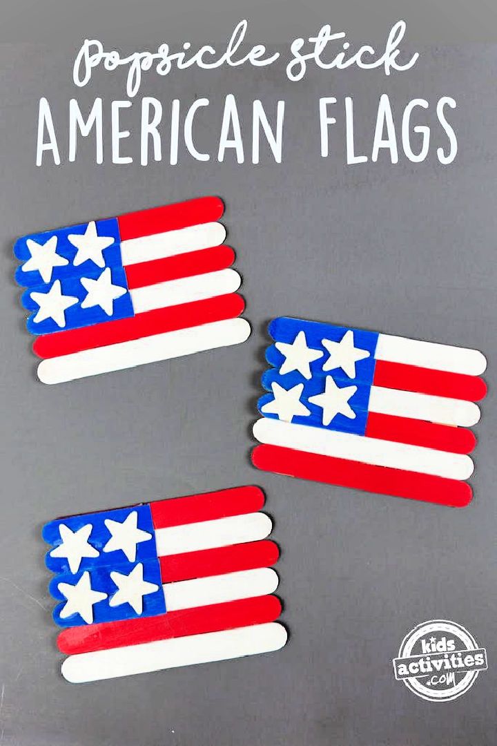 Easy Popsicle Stick American Flags Craft