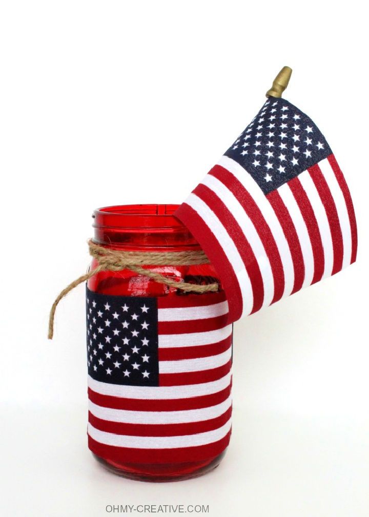 Flag Mason Jar Candle Holder