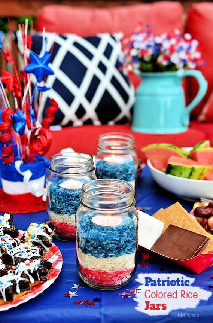 Patriotic Colored Rice Jars