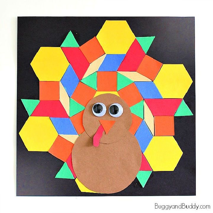 Pattern Block Turkey Craft for Kids
