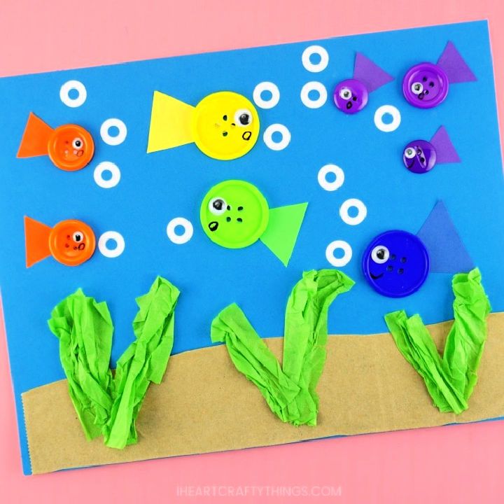Simple Button Fish Craft for Kids