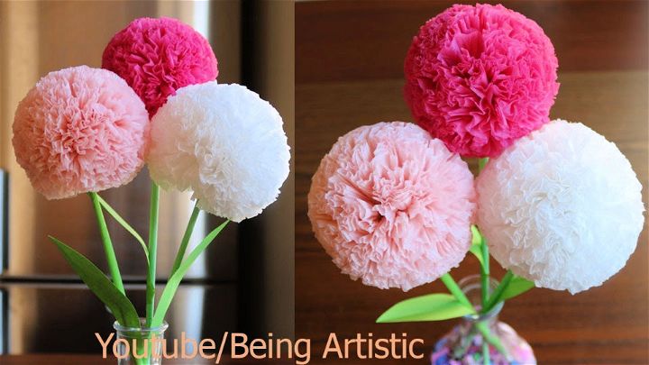 Tissue Paper Pom-pom Flowers, Kids' Crafts, Fun Craft Ideas