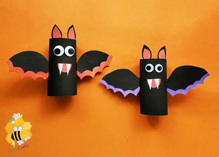 D Halloween Toilet Paper Roll Bat Craft