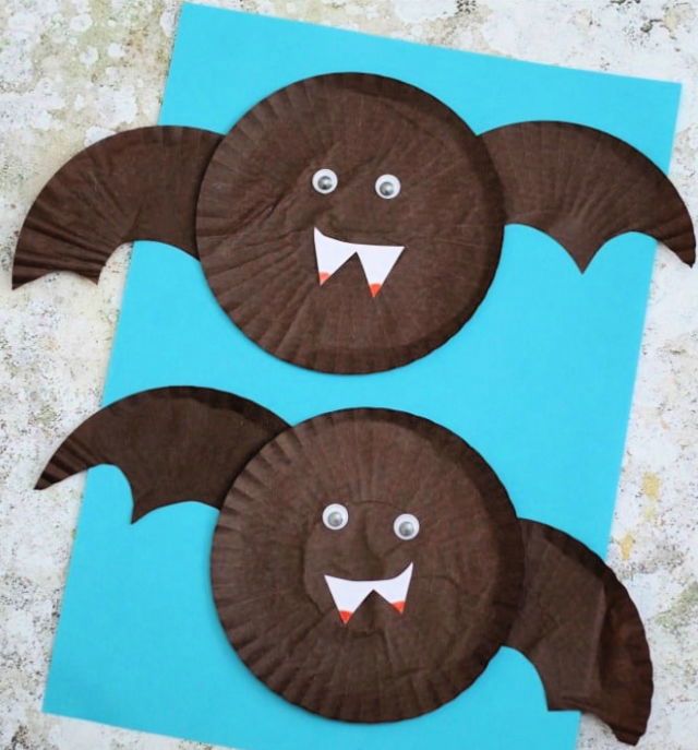 Cupcake Liner Bat Craft for Kids