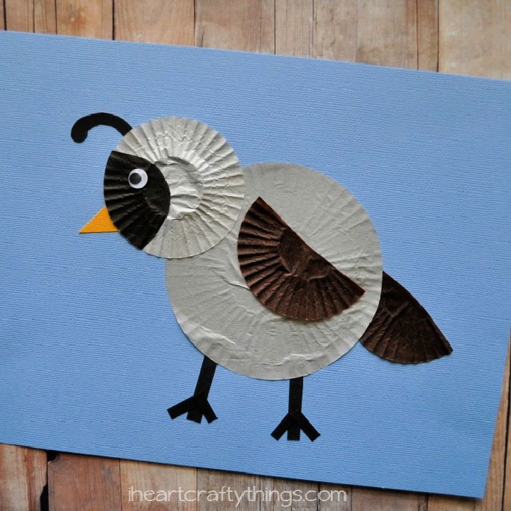 Cupcake Liner Quail Craft for Kids