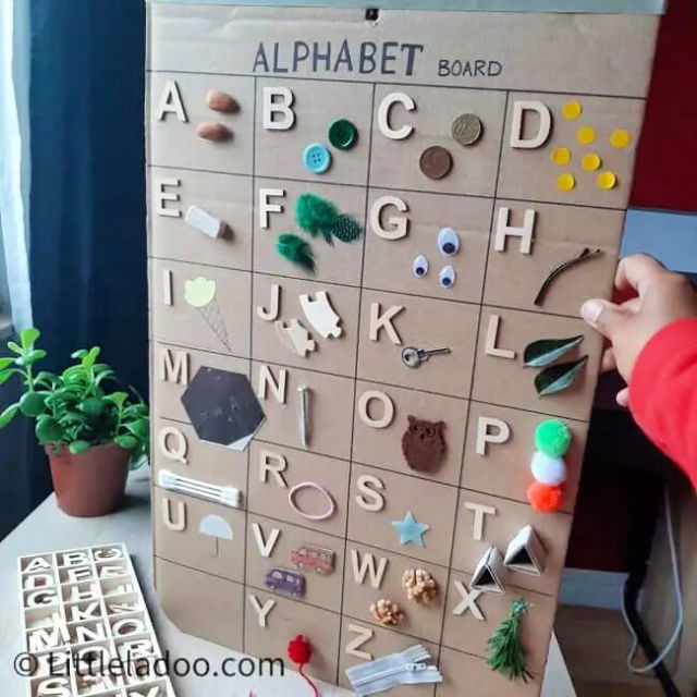 DIY Cardboard Alphabet Board for Adults