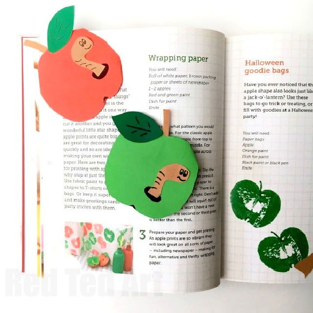 DIY Corner Apple Bookmarks