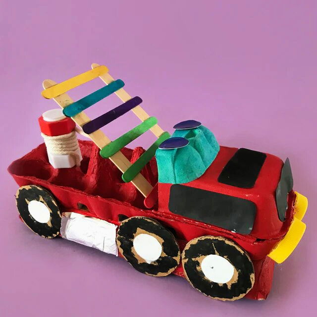 DIY Fire Truck Out of Egg Carton