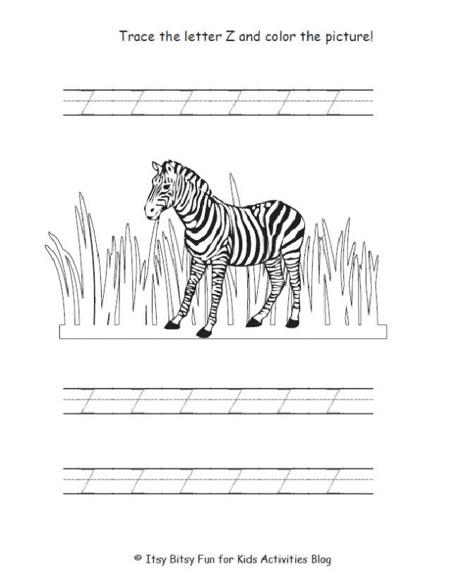 Letter Z Worksheet for Preschool and Kindergarten