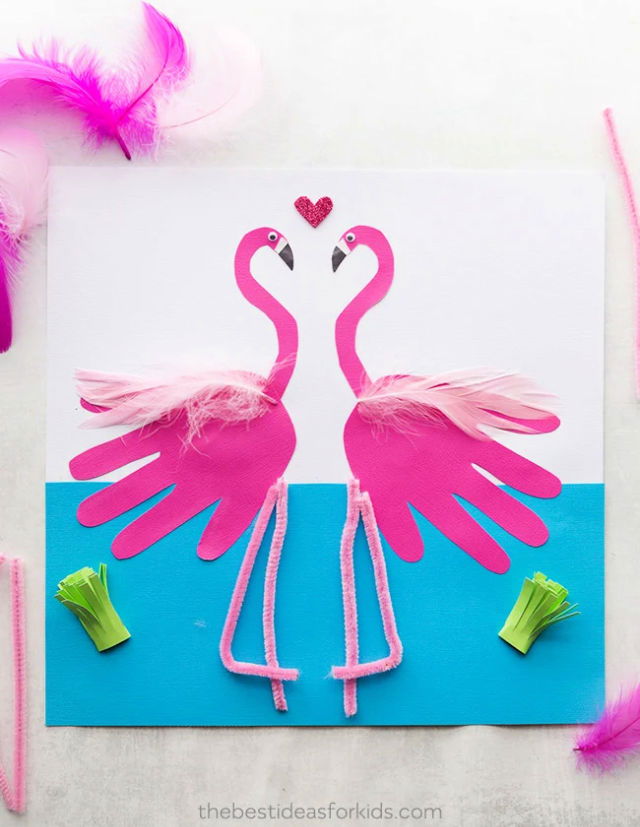 Easy DIY Flamingo Handprint