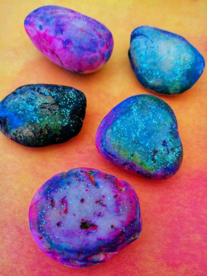 Easy DIY Glitter Galaxy Rocks