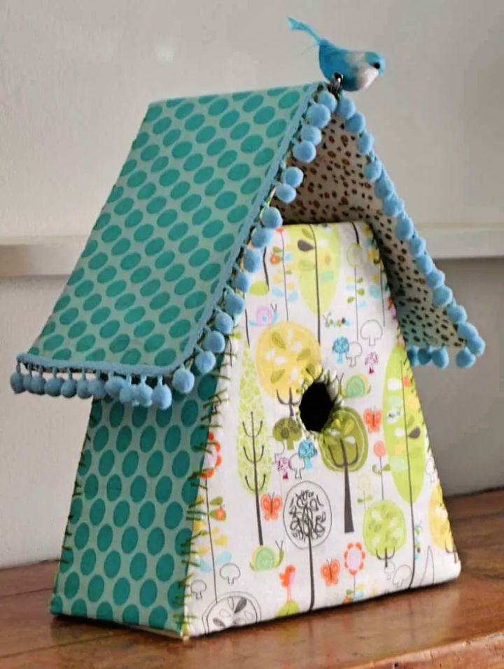 Fabric Birdhouse Art Project With Cardboard