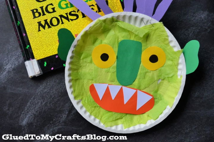 Handmade Green Monster Out of Paper Plate