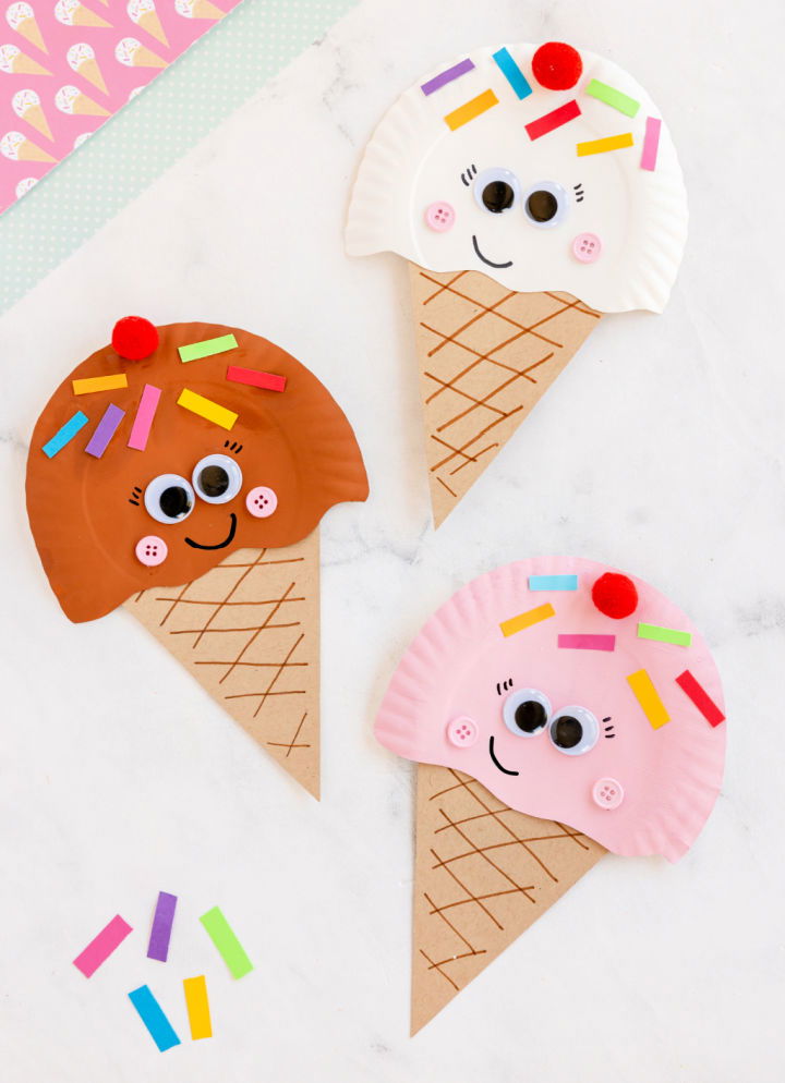 Handmade Ice Cream Cones Out of Paper Plate