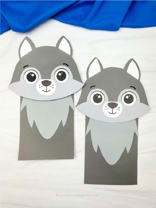 Handmade Wolf Paper Bag Puppet