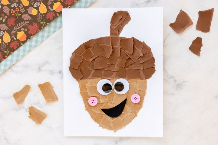 Torn Paper Acorn Activity for Kids