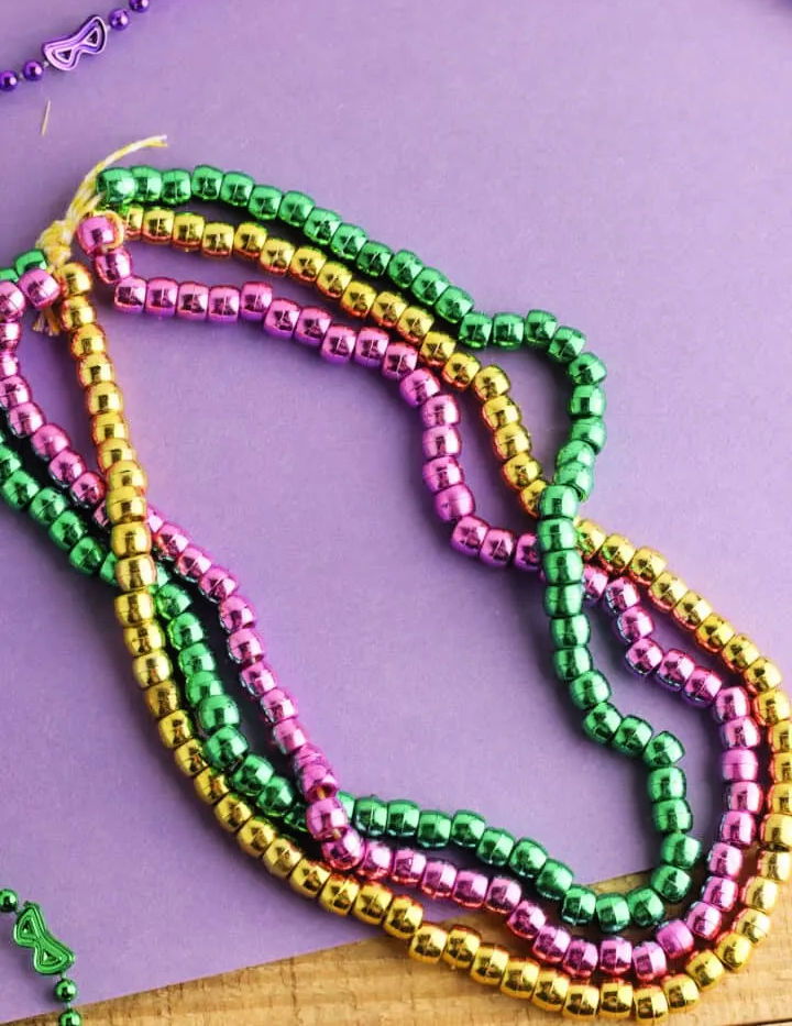 Mardi Gras Beads Necklace With Three Strands