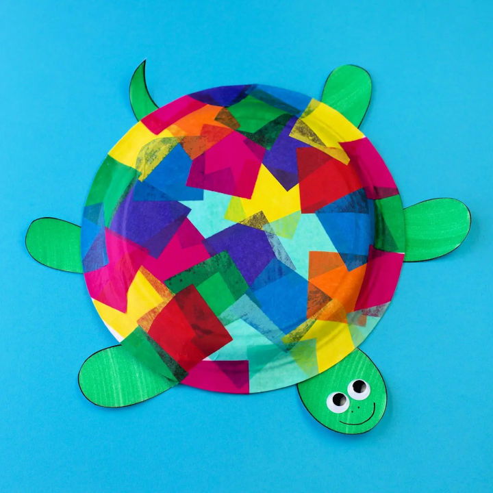 Homemade Tissue Paper and Paper Plate Turtle