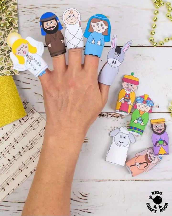 Homemade made Nativity Finger Puppets