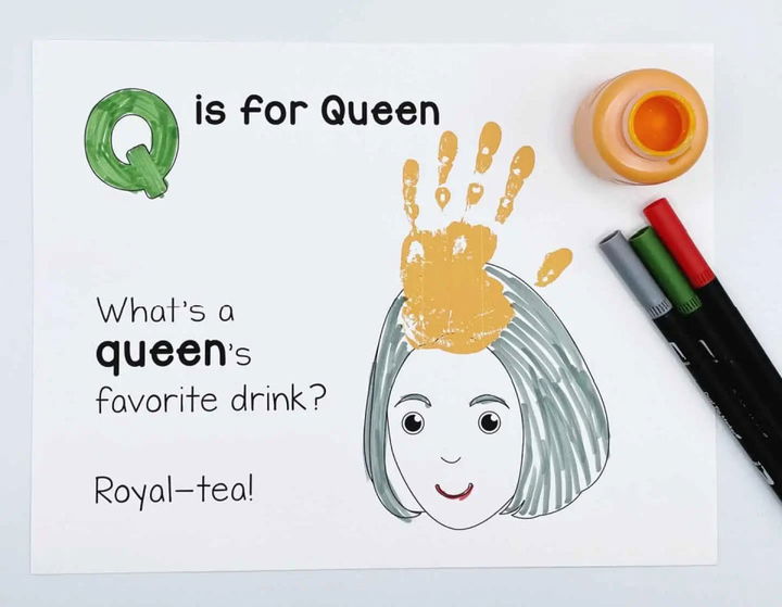 Q is for Queen Handprint Art and Craft